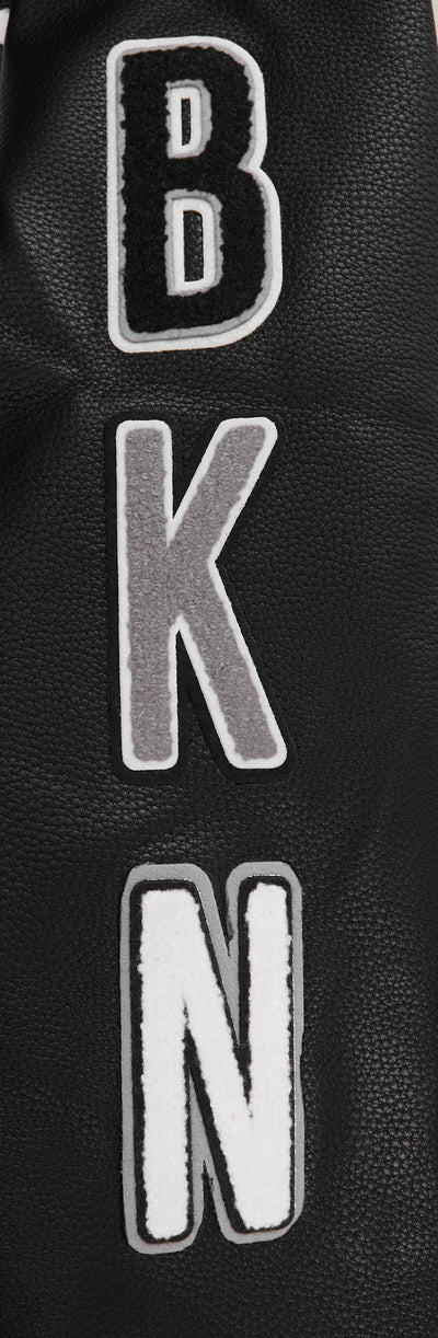 Brooklyn Nets NBA Black Wool & Genuine Leather Sleeves Men's Varsity Letterman Jacket