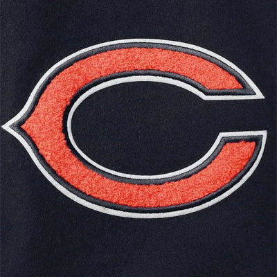 Chicago Bears Black Wool & White Genuine Leather Sleeves Full-Snap Men's Varsity Jacket