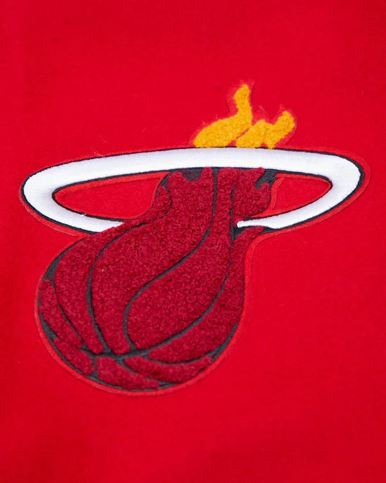Miami Heat Mashup Logo Varsity Red Wool & Black Genuine Leather Sleeves Men's Jacket