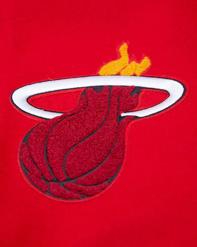 Miami Heat Mashup Logo Varsity Red Wool & Black Genuine Leather Sleeves Men's Jacket