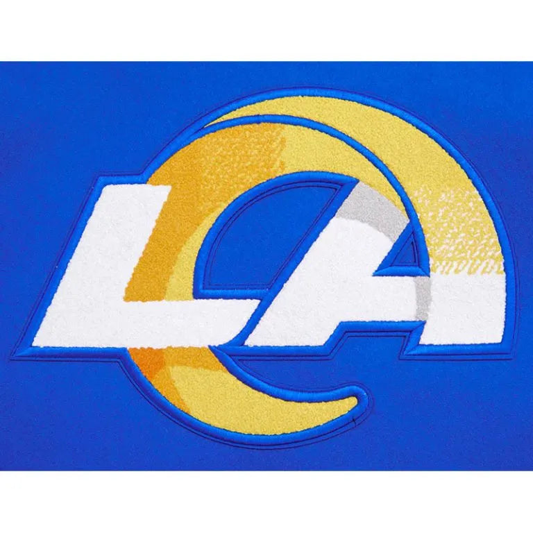 Los Angeles Rams Mashup Royal Blue Wool and White Genuine Leather Sleeves Men's Varsity Letterman Jacket