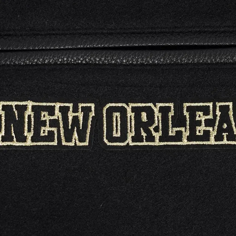 New Orleans Saints Mash Up Black Wool & Genuine Leather Sleeves Men's Varsity Letterman Jacket