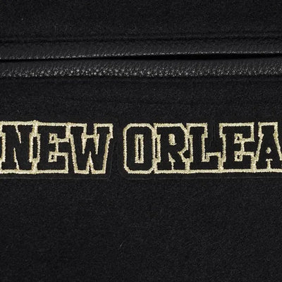 New Orleans Saints Mash Up Black Wool & Genuine Leather Sleeves Men's Varsity Letterman Jacket