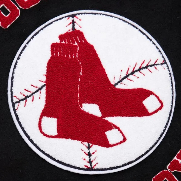 Boston Red Sox Black Out Wool and Genuine Leather Sleeves Full-Snap Varsity Men's Jacket
