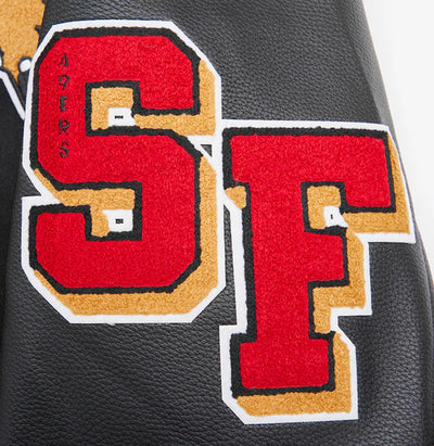 San Francisco 49ers Mash Up Retro Classic Black Wool & Genuine Leather Sleeves Men's Varsity Letterman Jacket