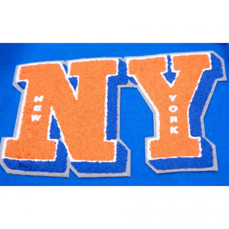 New York Mets Mash Up Full-Zip Varsity Blue/White Wool/Leather Men's Jacket