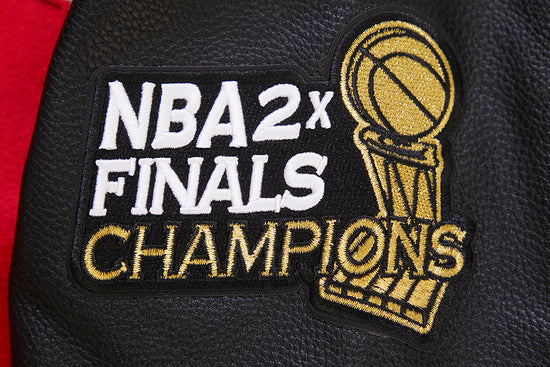 Houston Rockets Retro Classic Rib Varsity Red Wool & Black Genuine Leather Sleeves Men's Bomber Jacket