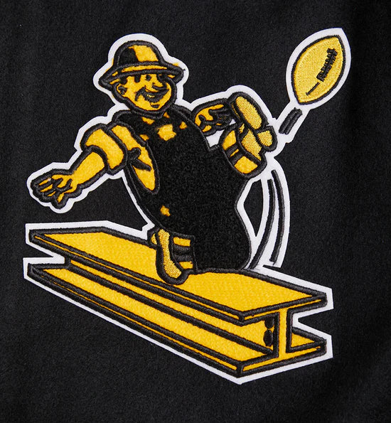 Pittsburgh Steelers Retro Classic Black Wool & Genuine Leather Sleeves Men's Varsity Letterman Jacket