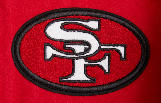 San Francisco 49ers Mash Up Retro Classic Red Wool & Black Genuine Leather Sleeves Men's Varsity Letterman Jacket