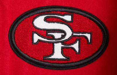 San Francisco 49ers Mash Up Retro Classic Red Wool & Black Genuine Leather Sleeves Men's Varsity Letterman Jacket