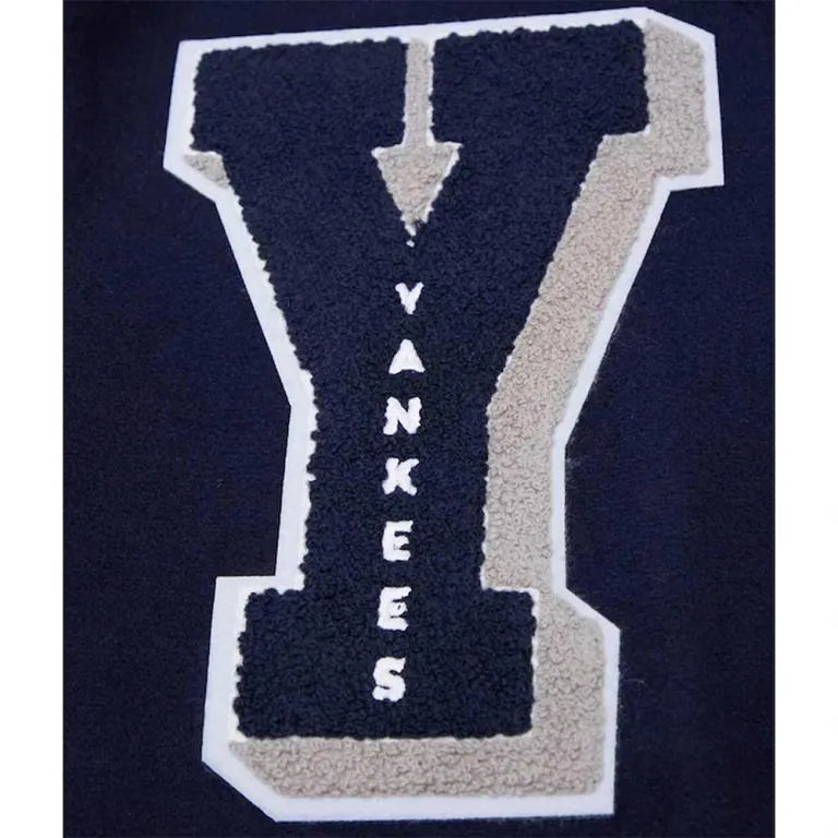 New York Yankees Mash Up Blue Wool & White Leather Sleeves Full-Zip Varsity Men's Jacket