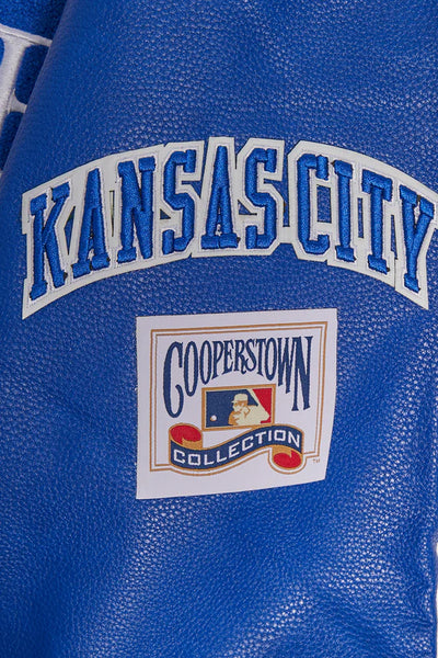Kansas City Royals Varsity Off White Wool & Blue Leather Sleeves Men's Jacket