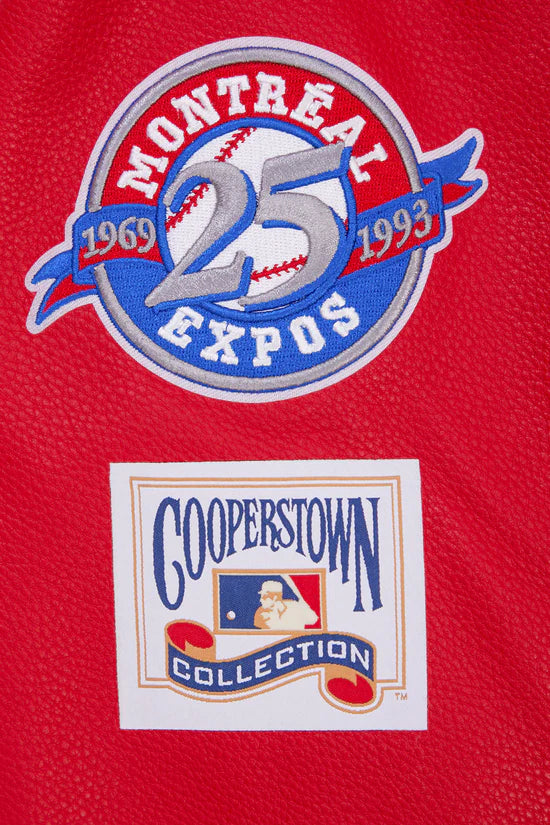 Montreal Expos Retro Classic Rib Off White Wool & Red Leather Sleeves Varsity Men's Jacket