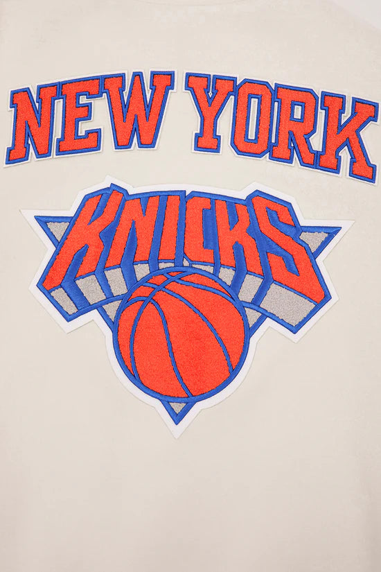 New York Knicks Varsity White Wool & Royal Blue Genuine Leather Sleeves Men's Letterman Jacket