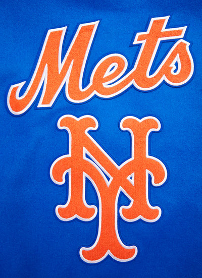 NEW YORK METS RETRO CLASSIC RIB Royal Blue Wool & White Leather MEN'S Jacket