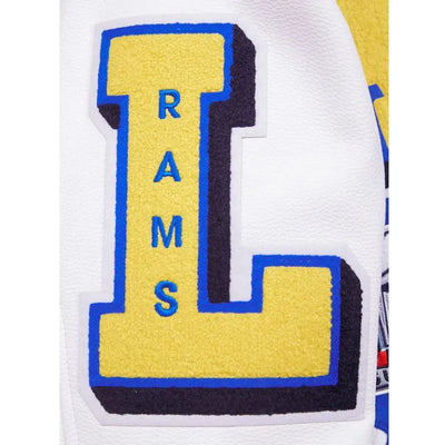 Los Angeles Rams Mashup Royal Blue Wool and White Genuine Leather Sleeves Men's Varsity Letterman Jacket