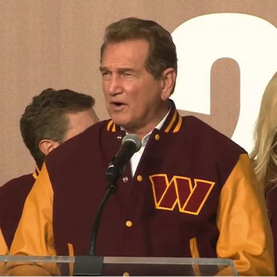 Washington Commanders Brown Wool & Yellow Genuine Leather Sleeves Men's Varsity Letterman Jacket