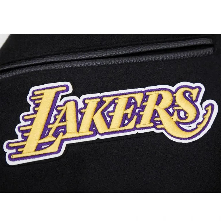 Los Angeles Lakers Classic Varsity Black Wool & Genuine Leather Sleeves Men's Letterman Jacket