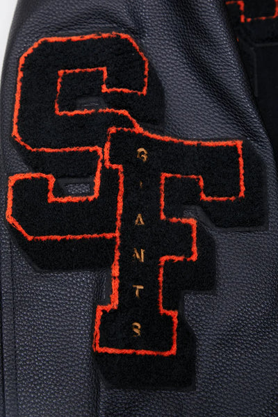 San Francisco Giants Mash Up Full-Zip Varsity Black Wool/Leather Men's Jacket