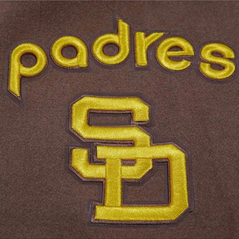 San Diego Padres Brown Wool & White Leather Sleeves Varsity Men's Jacket