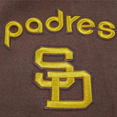 San Diego Padres Brown Wool & White Leather Sleeves Varsity Men's Jacket