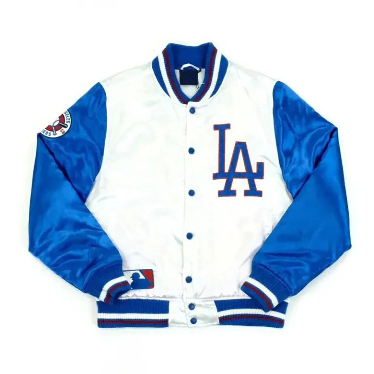 Los Angeles Dodgers Full-Snap White/Blue Satin Varsity Men's Jacket
