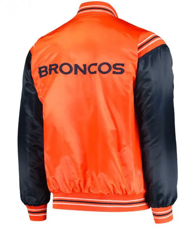 Denver Broncos Full-Snap Varsity Blue and Orange Satin Men's Bomber Jacket
