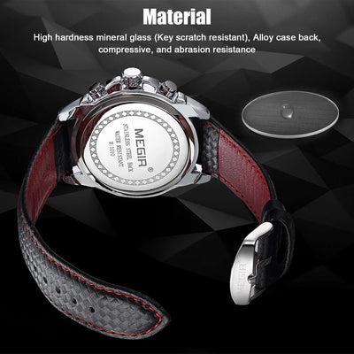 Waterproof Durable MEGIR Men's Stainless Steel Analog Sports Quartz Wrist Watch