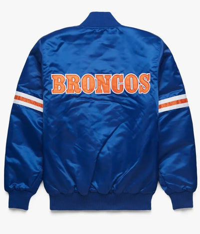 Ohio Denver Broncos Full-Snap Varsity Royal Blue Satin Men's Bomber Jacket