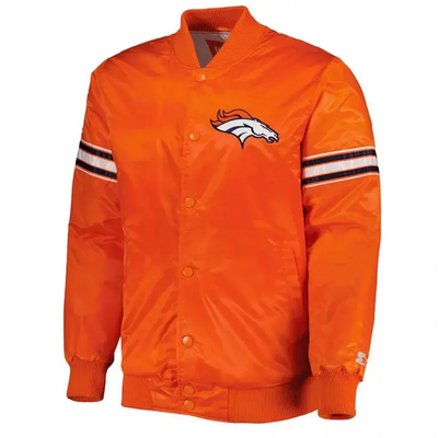 Denver Broncos Full-Snap Varsity Retro Orange Satin Men's Bomber Jacket