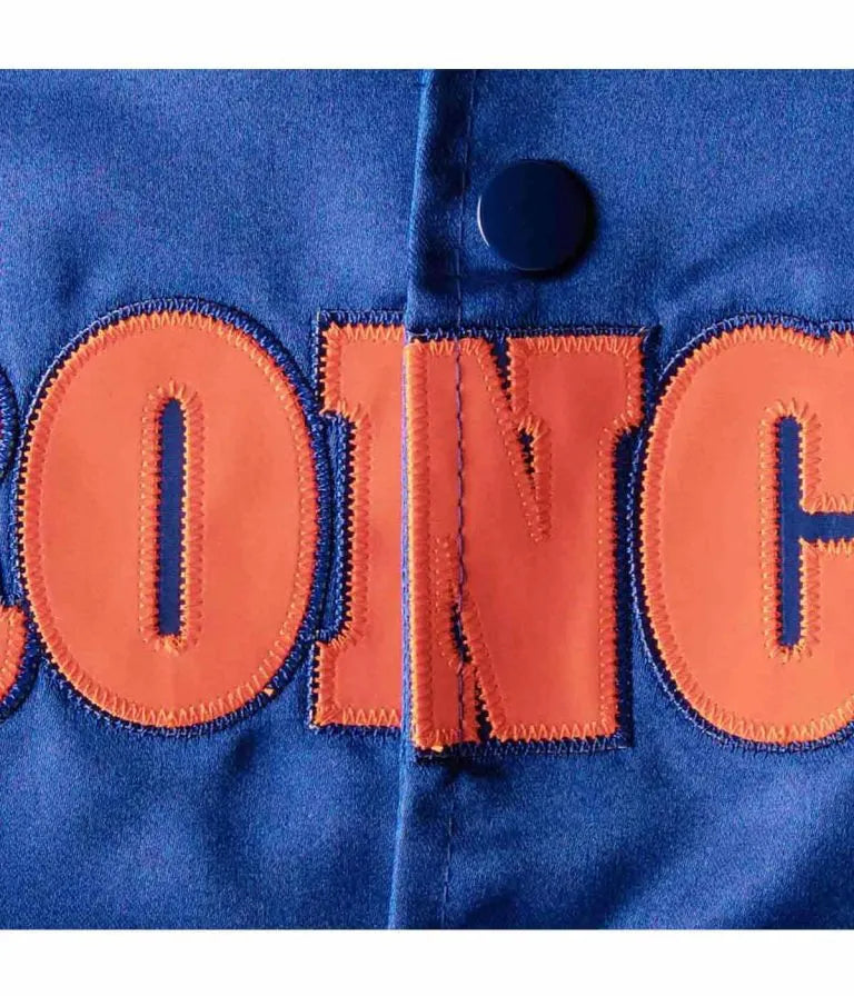 Denver Broncos Full-Snap Varsity Royal Blue Satin Men's Bomber Jacket
