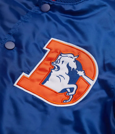 Ohio Denver Broncos Full-Snap Varsity Royal Blue Satin Men's Bomber Jacket