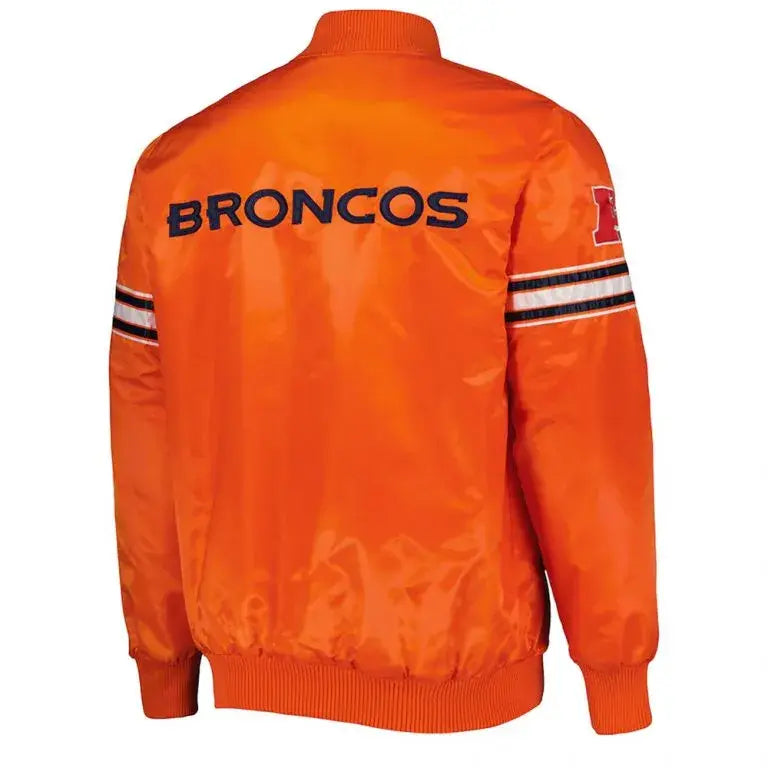 Denver Broncos Full-Snap Varsity Retro Orange Satin Men's Bomber Jacket