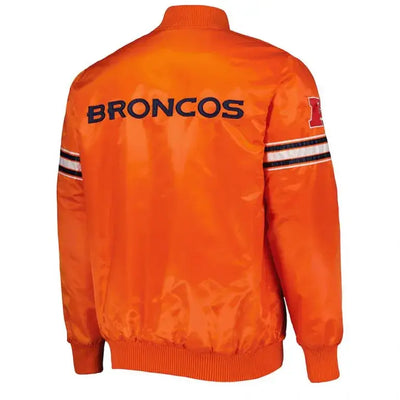 Denver Broncos Full-Snap Varsity Retro Orange Satin Men's Bomber Jacket