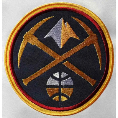 Denver Broncos Renegade Full-Snap Varsity White/Navy Satin Men's Bomber Jacket