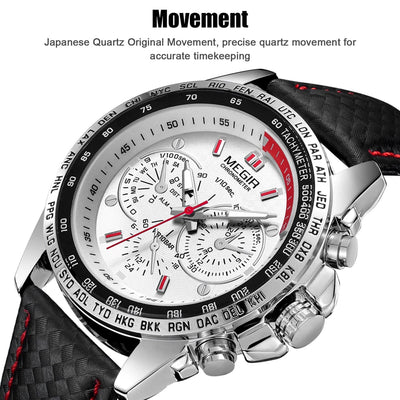 Waterproof Durable MEGIR Men's Stainless Steel Analog Sports Quartz Wrist Watch