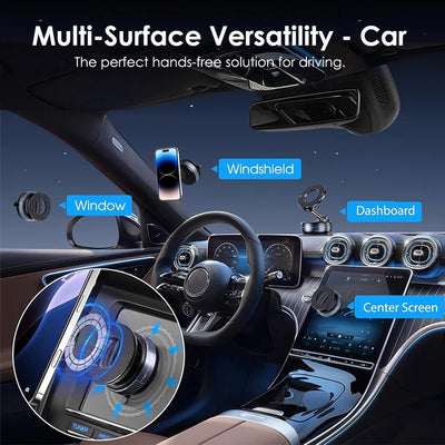 Alloy Folding Strong Magnet Magnetic Phone Holder Desk Wall Car Vacuum Suction Windshield Dashboard Mobile Holder Window Mount