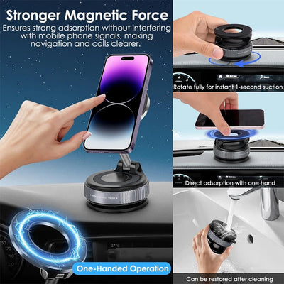 Alloy Folding Strong Magnet Magnetic Phone Holder Desk Wall Car Vacuum Suction Windshield Dashboard Mobile Holder Window Mount