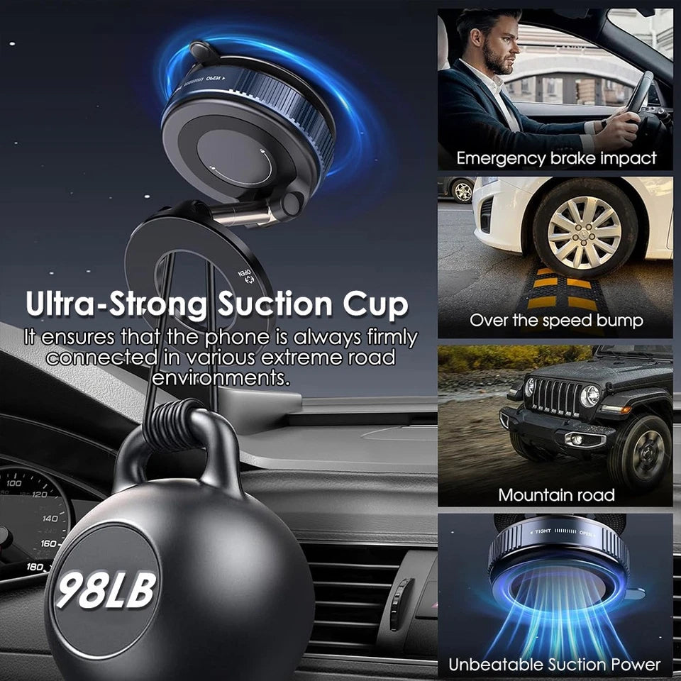 Alloy Folding Strong Magnet Magnetic Phone Holder Desk Wall Car Vacuum Suction Windshield Dashboard Mobile Holder Window Mount