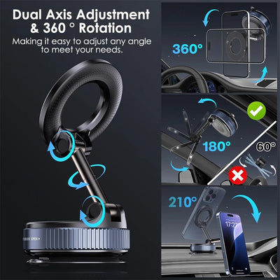 Alloy Folding Strong Magnet Magnetic Phone Holder Desk Wall Car Vacuum Suction Windshield Dashboard Mobile Holder Window Mount
