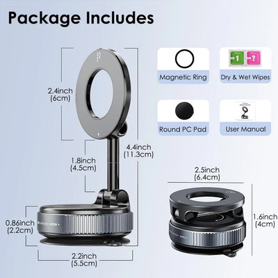 Alloy Folding Strong Magnet Magnetic Phone Holder Desk Wall Car Vacuum Suction Windshield Dashboard Mobile Holder Window Mount
