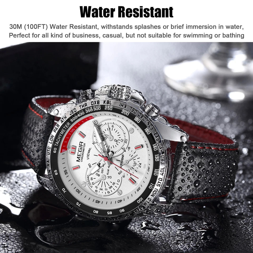 Waterproof Durable MEGIR Men's Stainless Steel Analog Sports Quartz Wrist Watch