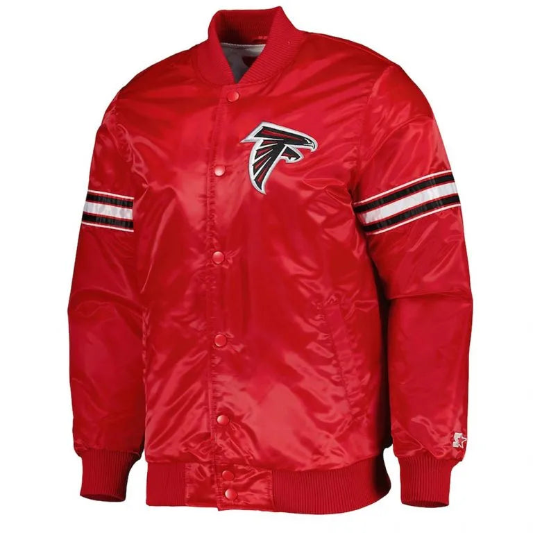 Atlanta Falcons Full-Snap Varsity Red Satin Men's Bomber Jacket