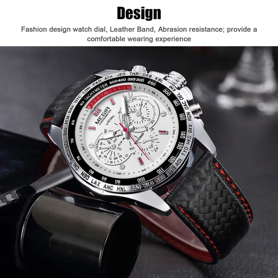 Waterproof Durable MEGIR Men's Stainless Steel Analog Sports Quartz Wrist Watch