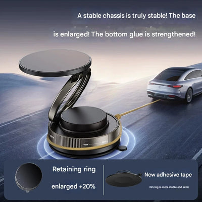 360 Vacuum Strong Magnetic Phone Holder Suction Cup Car Desk Wall Stand Foldable